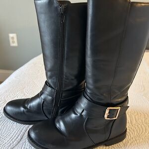 The Children's Place Black Leather Boots with Classic Riding Style